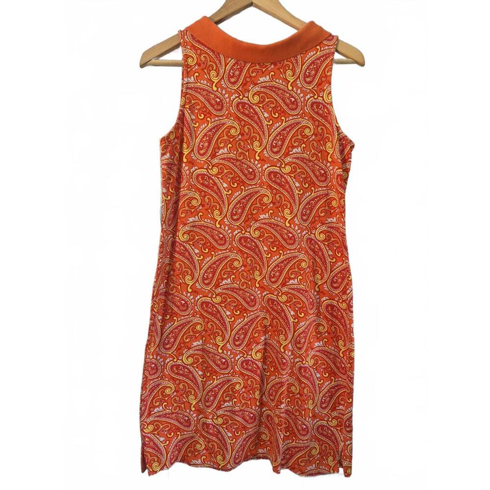 Talbots Ladies Sleeveless Above Knee Length Dress Shift Style Orange Paisley